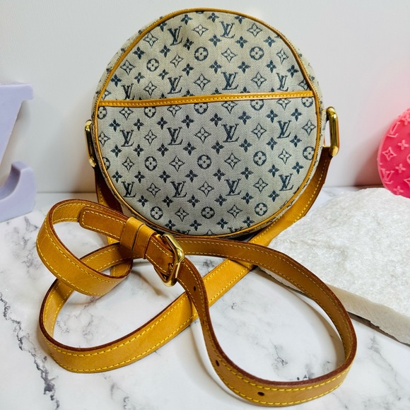 EUC Vintage Louis Vuitton Jeanne GM Blue Mini Lin Canvas Round Shoulder Bag - Picture 2 of 16